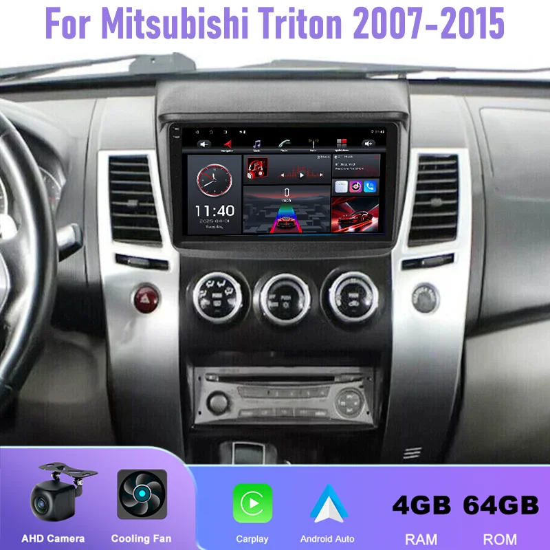 

9" Car Radio For Mitsubishi Triton 2007-2015 Android 15 Auto Support Wireless Apple Carplay Rear Camera 2DIN Head Unit BT GPS