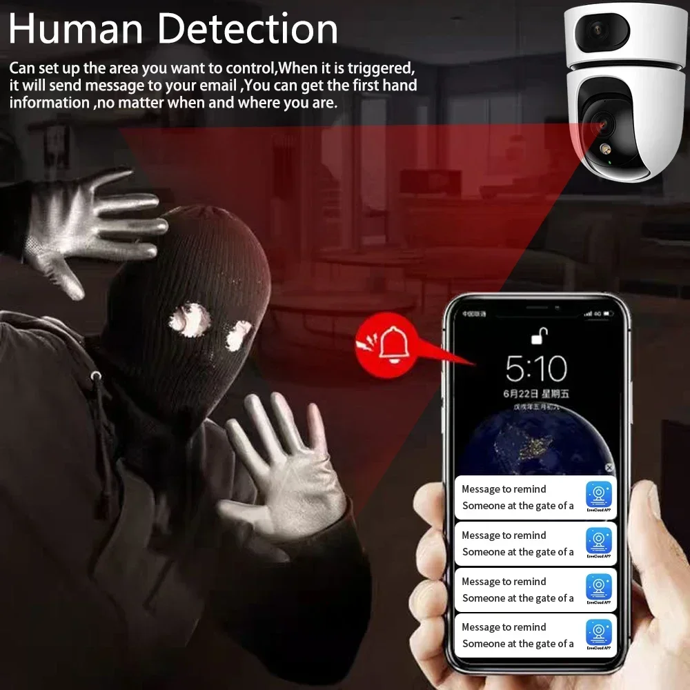 4K Dual Lens Wifi PTZ Security Camera 10X Zoom Indoor Home CCTV Video Surveillance Camera Auto Tracking Baby Monitor Cam 8MP