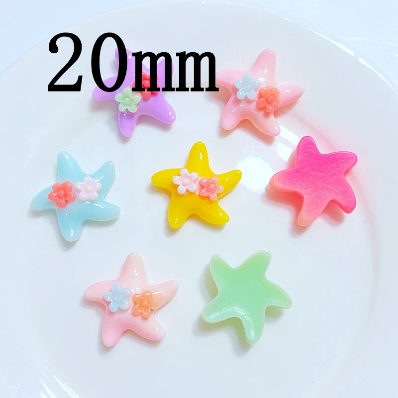 20pcs New Cute 20mm Resin Mini Starfish Flat Back Cabochon Scrapbook Kawaii DIY Embellishments Accessories image 2