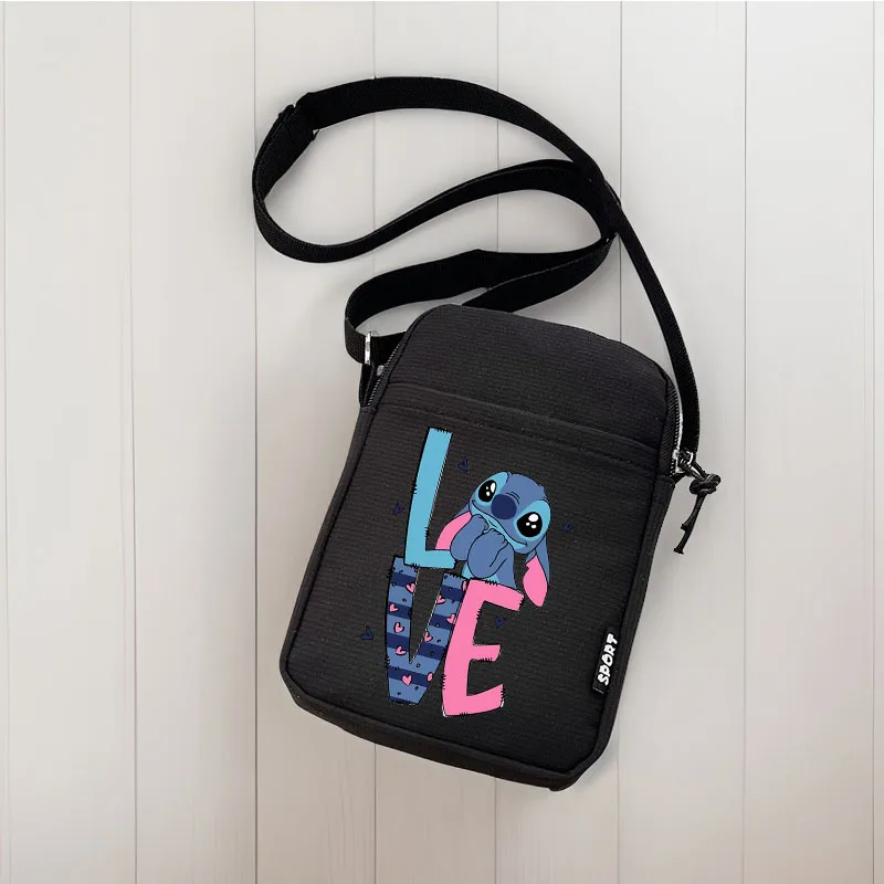 

Disney Cartoon Lilo Stitch Women's Shoulder Bag Ladies Canvas Messenger Bag Mini Girls Student Mobile Purse Phone Bag 2024