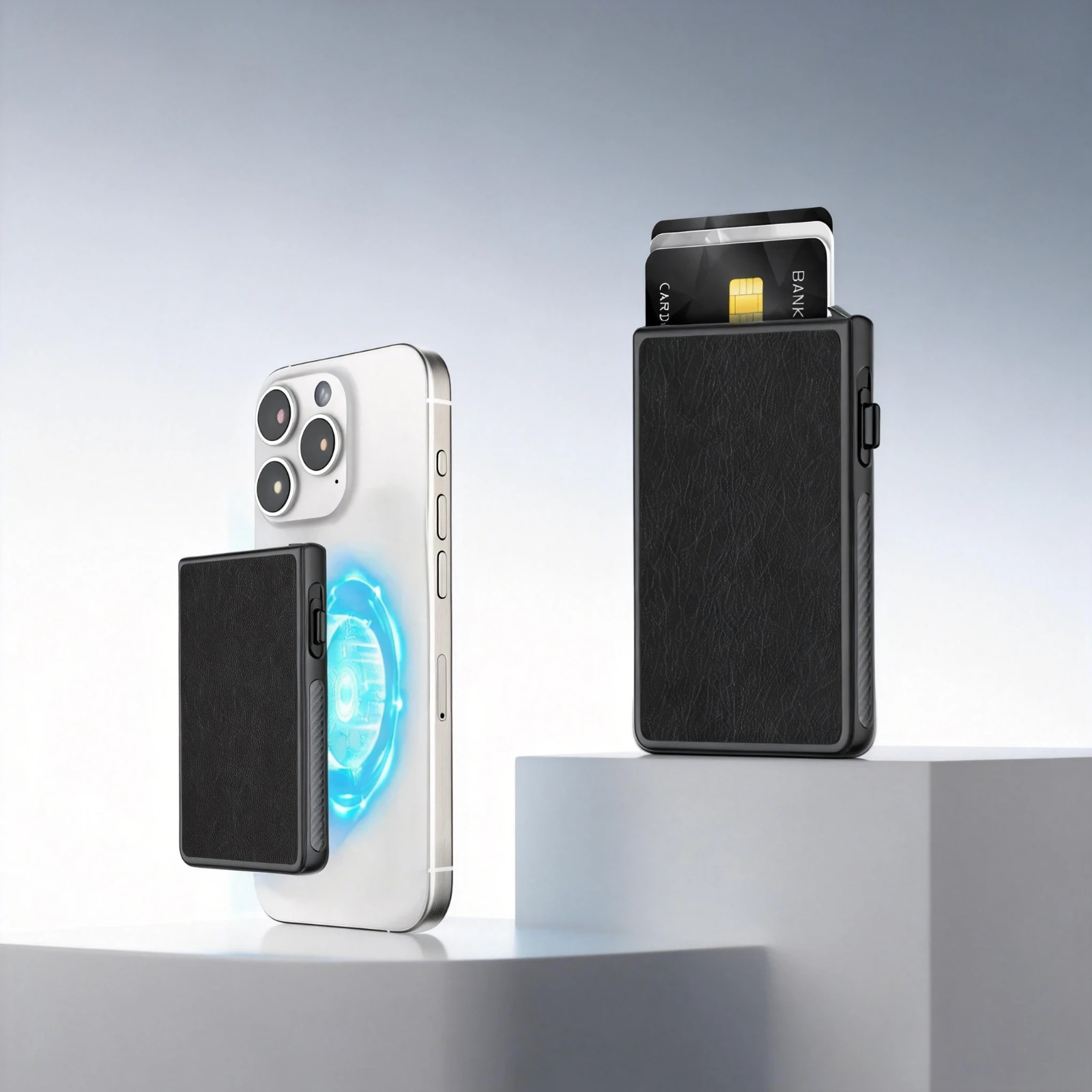 

Магнитный держатель для визиток и банковских карт для мужчин, кожаный чехол с автоматическим выдвижением карт Magsafe для iPhone 15 Pro