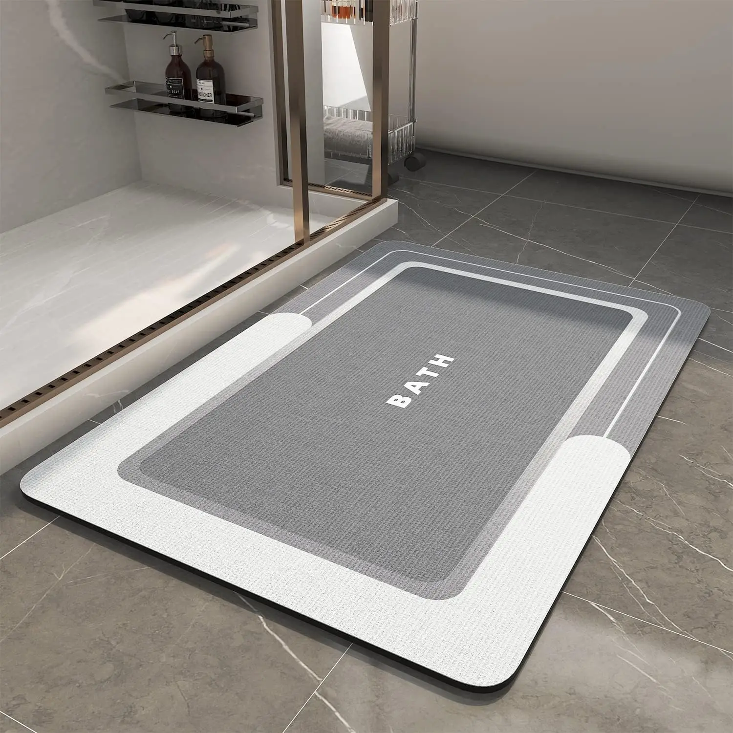 

Non-Slip Super Absorbent Quick Dry Bath Mat Rug, Stain Resistant Easy Care for Bathroom Floor Bathtub Vanity, 17x27 Grey