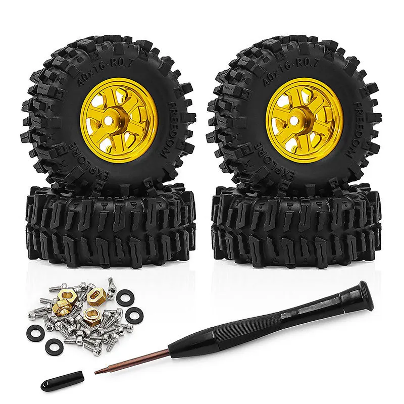 

Metal 0.7inch Wheel Hub Rim 40mm Rubber Tire for AXIAL 1/30 SCX30 Upgrade Parts Rc Crawler Car