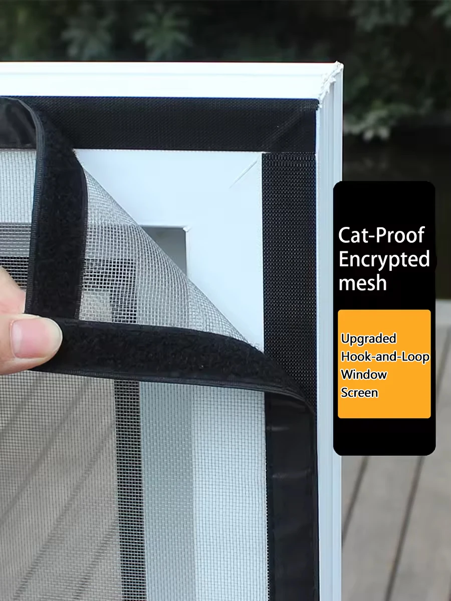 Invisible Self-Adhesive Mosquito Net for Windows - Washable, Reusable Durable Insect-Proof, Velcro-Enhanced, and Easy to Install