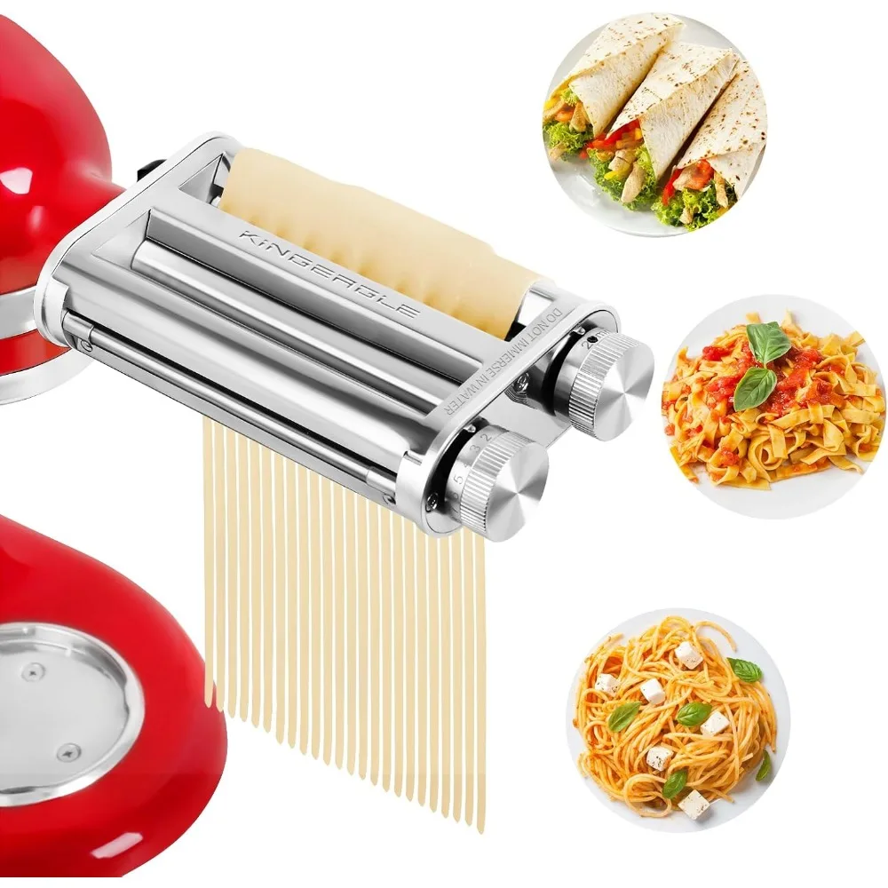 

Pasta Maker Attachment Set for Stand Mixers, Includes Dough Roller and Noodle Cutters for Homemade Pasta