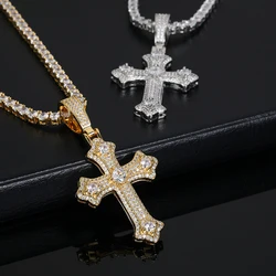 New Arrival Hip Hop Jewelry Full Pave Cross Pendant Necklace Women Christian Cross Charm Ornament Gift Drop Shipping  ﻿