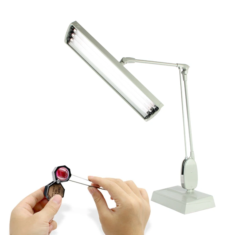 Specialized in Jewelry Grading Led Tube Light Weighted Base Two Bulbs Swing Arm Working Desk Table LampAR