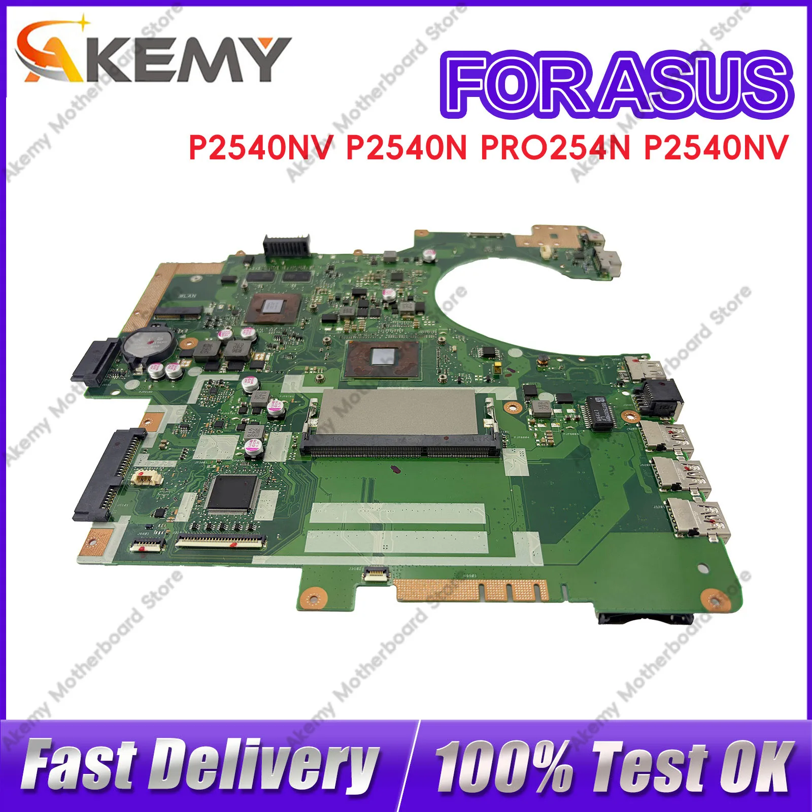 

P2540N P2540NV Laptop Motherboard For ASUS ProArt PRO254N P2540NV Notebook Mainboard With Celeron CPU 100% tests OK fast ship
