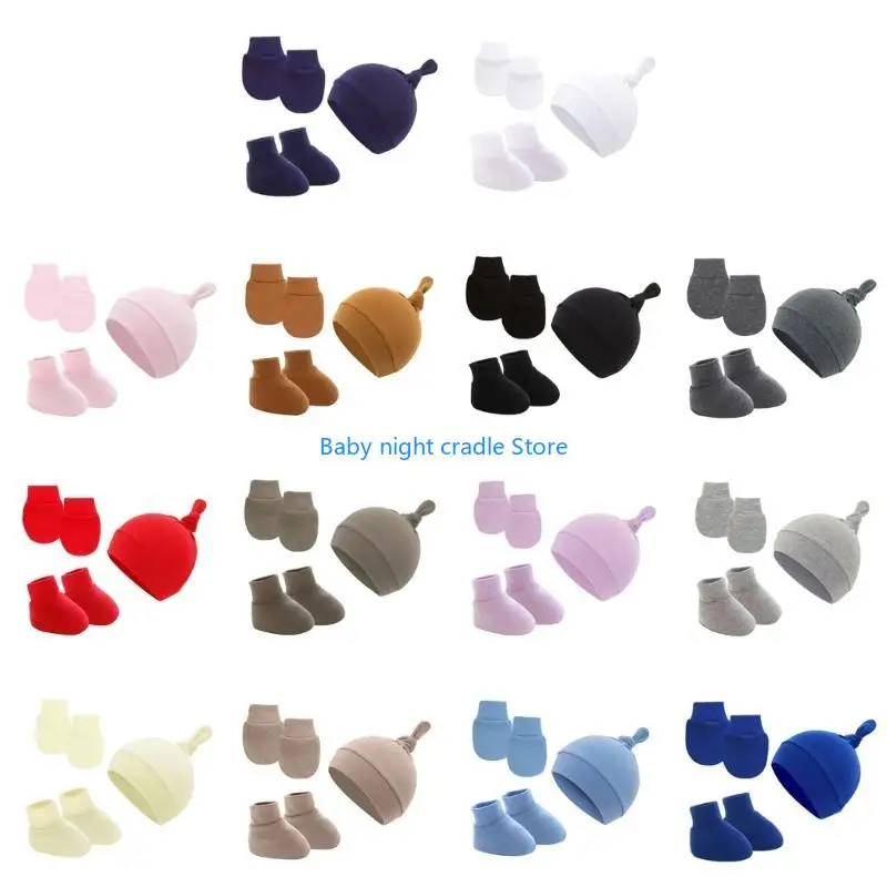 

J2FF Newborn Baby Hat Sock Mittens,Baby Caps Scratch Mittens Gloves, Baby Beanie Hat and Mittens for Baby Girls Boys