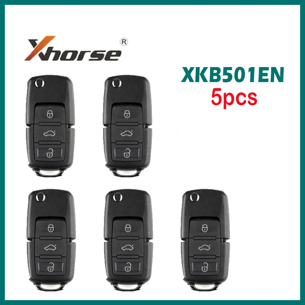 5pcs Xhorse XKB501EN VVDI2 Universal Wire Remote Key for VW B5 3 Buttons X001-01 Car Remote Control for VVDI2 VVDI Mini Key Tool