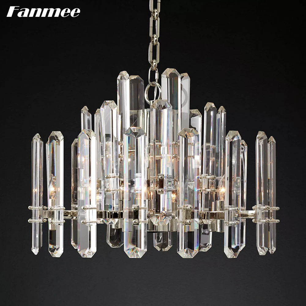 Imagem -04 - Latão Lustre de Iluminação para Sala Bonnington Modern Round Crystal Lustres Quarto Clear Prism Cristal Light Fixture