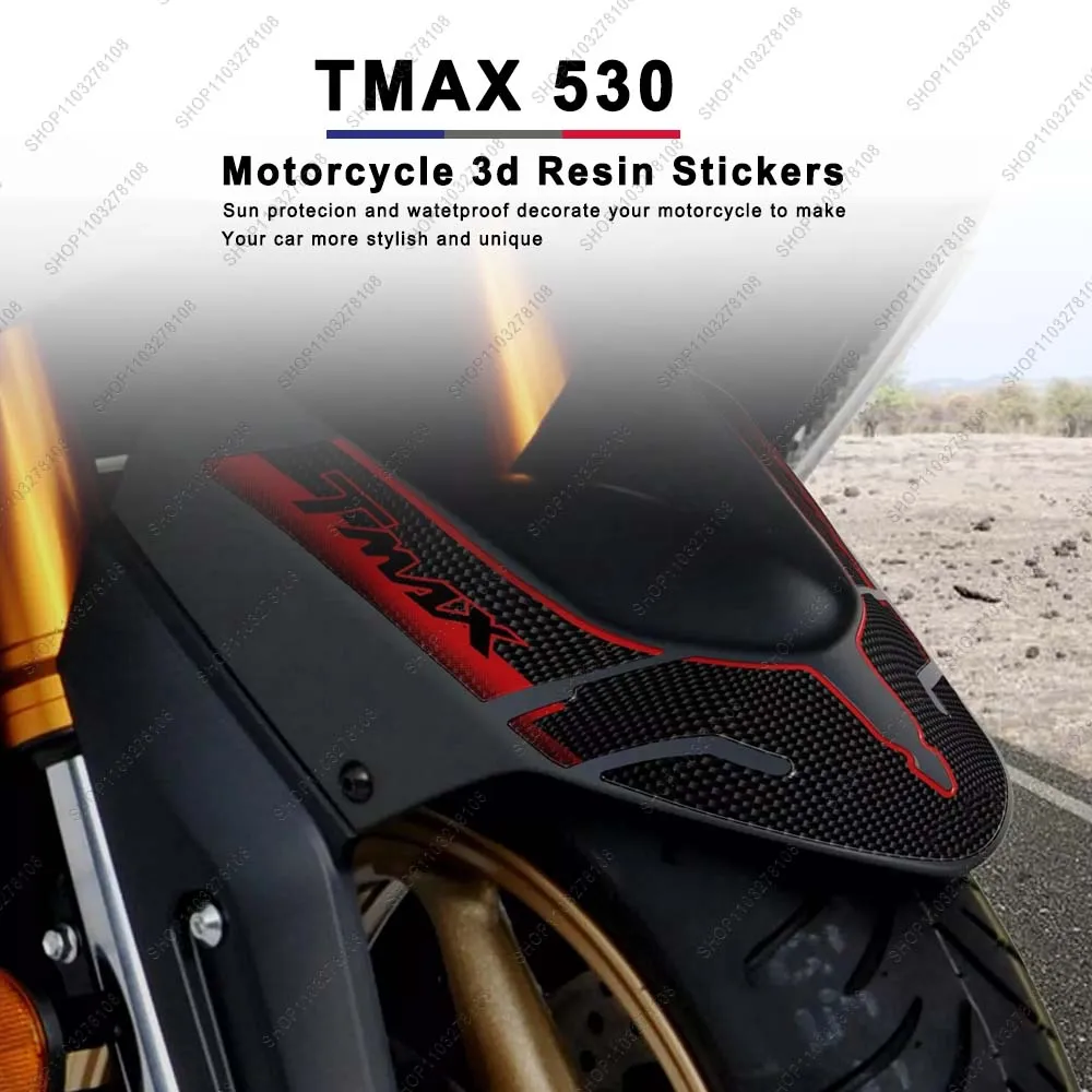 For YAMAHA TMAX TMAX 530 2015 2016 3D Epoxy Resin Sticker Kit Waterproof Motorcycle Mudguard Protective side tank pad Sticker