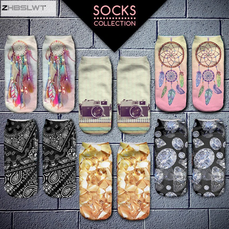 Factory Direct Supply Wholesale 3D Printing Women Socks Harajuku Style Pattern Digital Printing Women Socks Dreamcatcher