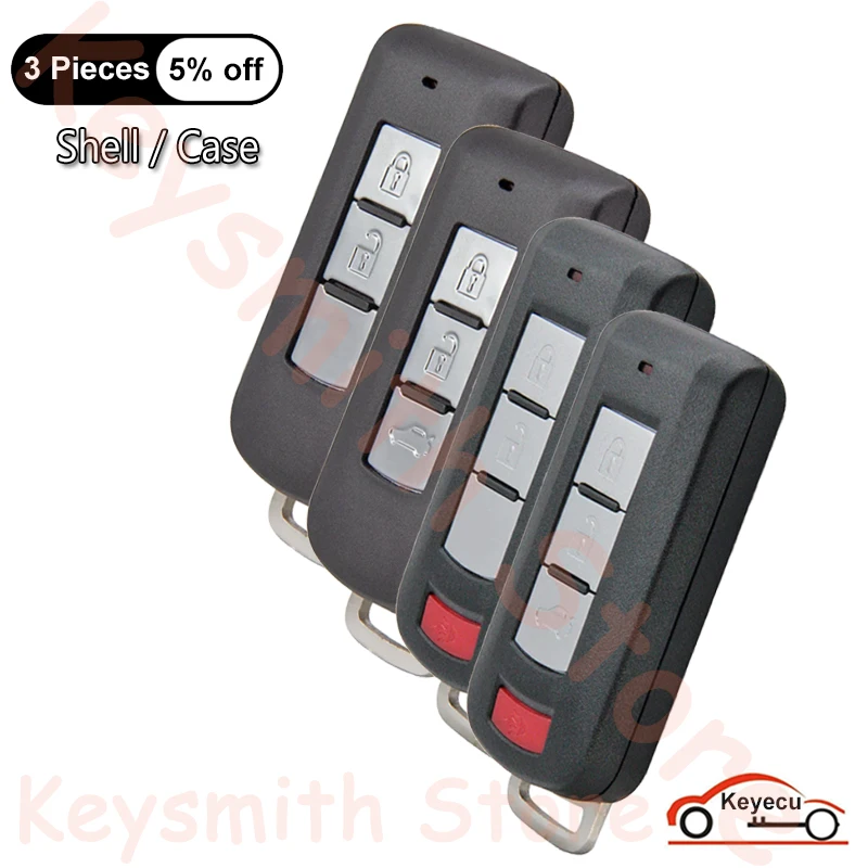 KEYECU 2 3 4 Buttons Case for Mitsubishi ASX Outlander Sport Pajero Shogun Montero Lancer RVR Auto Smart Remote Key Fob Shell