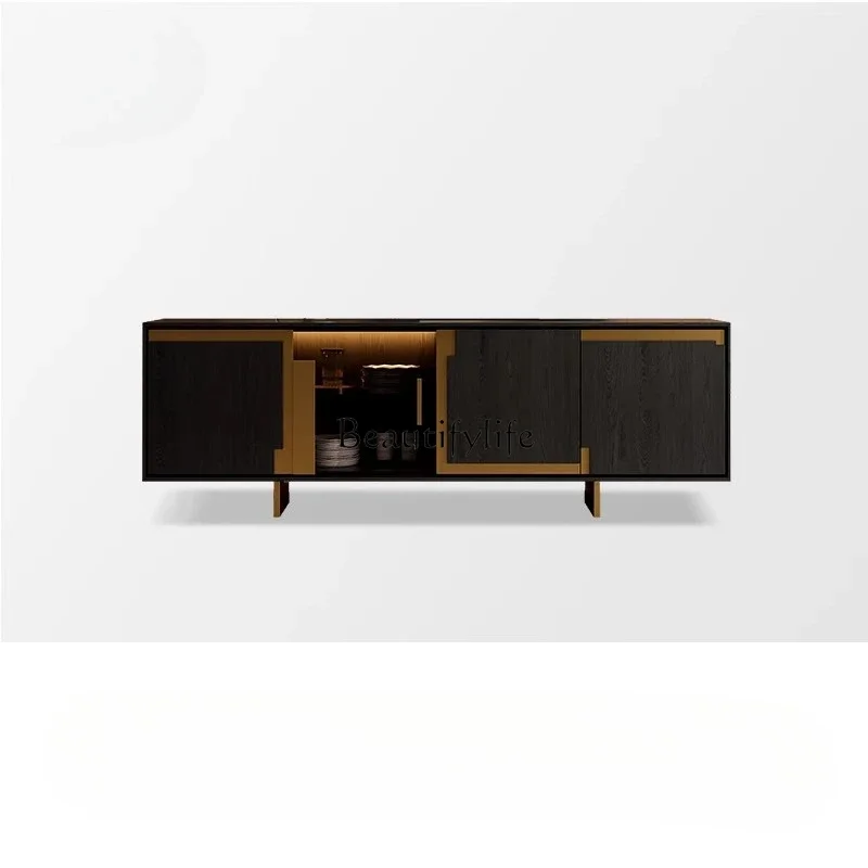 

Italian light luxury solid wood TV cabinet Nordic modern living room villa wall simple storage cabinetLX