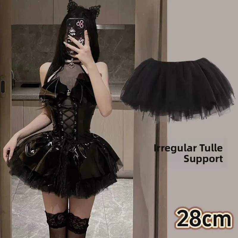 

Юбка-пудель Bla Lolita, нижняя юбка 28 см, готический наряд на Хэллоуин, дышащий материал, без кости, можно носить на открытом воздухе