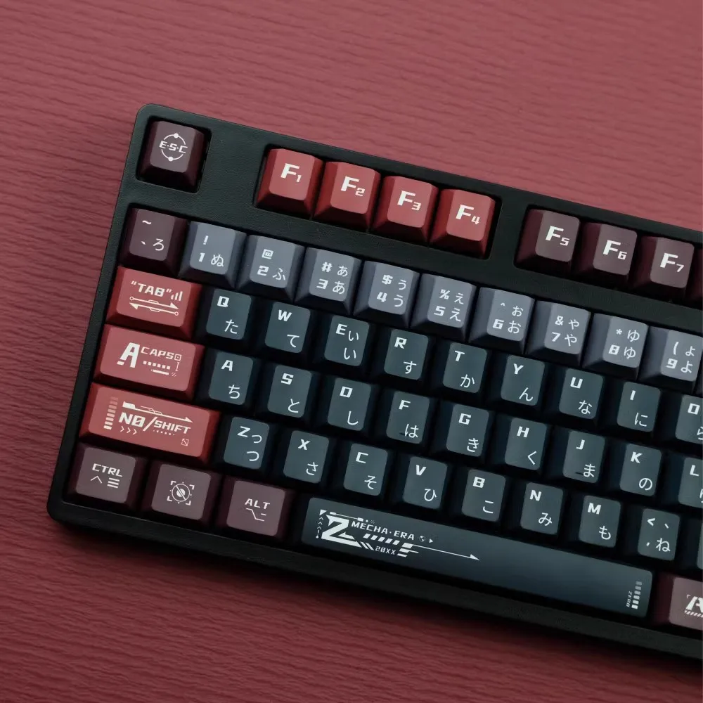 140 kunci/set topi kunci tema Mech Warrior MW PBT pewarna Subbed kunci Keycap tahan cahaya profil Cherry untuk GH60 GK64 68 75 96 980