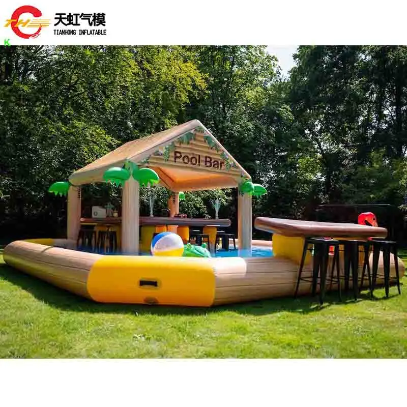 Kommerzielles, langlebiges aufblasbares Pool-Bar-Zelt für den Hinterhof, aufblasbares schwimmendes Wasserbar-Zelt mit Unterstand