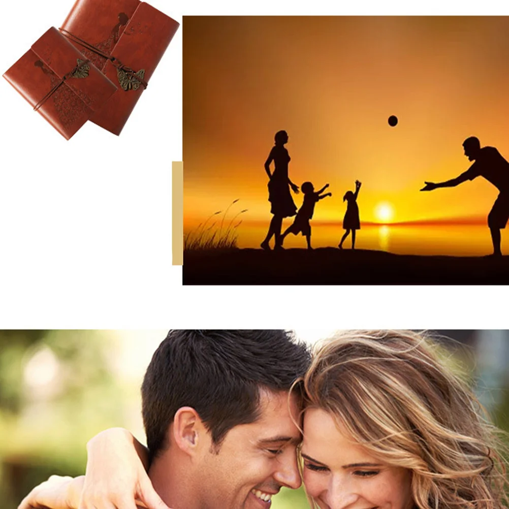 

PU DIY Photo Album Retro Scrapbook Butterfly Buckle Memory Album Vintage Style for Travel Baby Anniversary Mothers Day