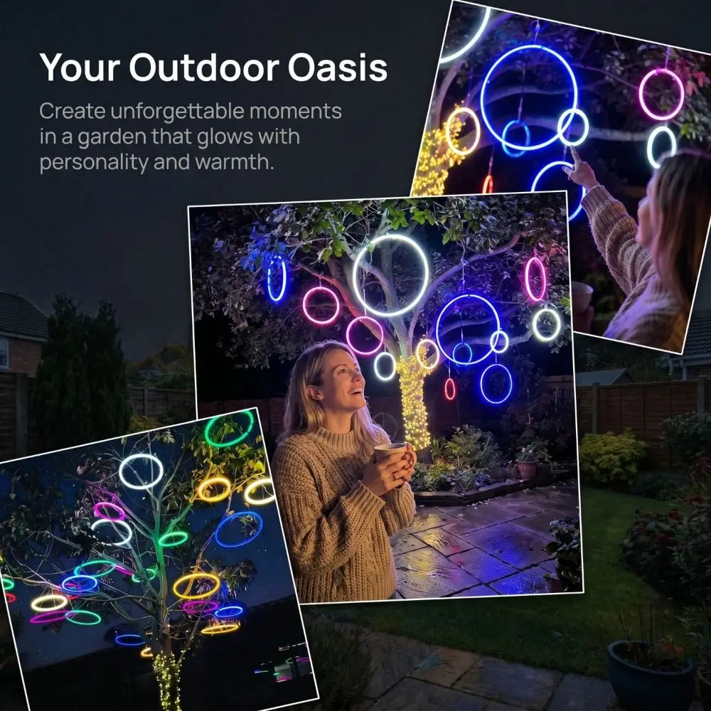 Waterproof Circular Tree Light LED Wishing Ring Shape Festival Light Hanging Design Festive Style Outdoor Light City Landscape