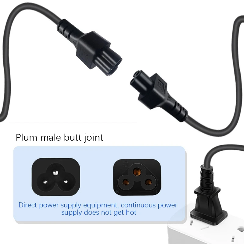 Power Extension Cord, Flame-Retardant And Heat-Resistant Iec320 C5-C6 Plum Blossom Three-Round Power Cable For Computers