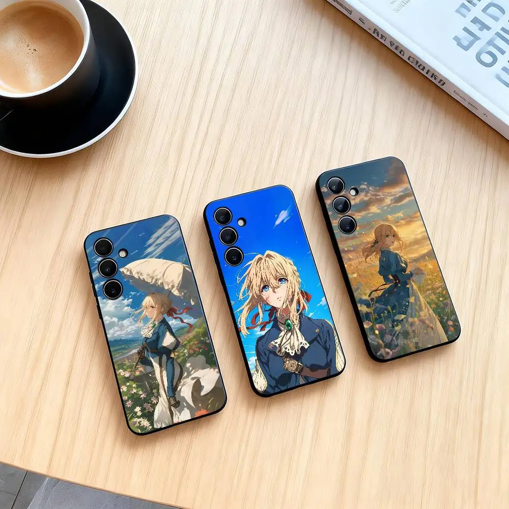 V-Violet Evergarden  Phone Case Black Silicone Soft For Samsung Galaxy A73,A72,A71,A70,A53,A52,A51Gift