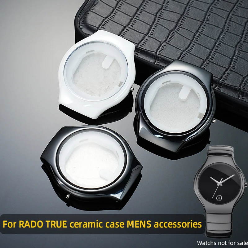 

Black white ceramic case for Rado old TRUE series men's ceramic bezel repair replacement parts 21mm Strap Compatible Free screws