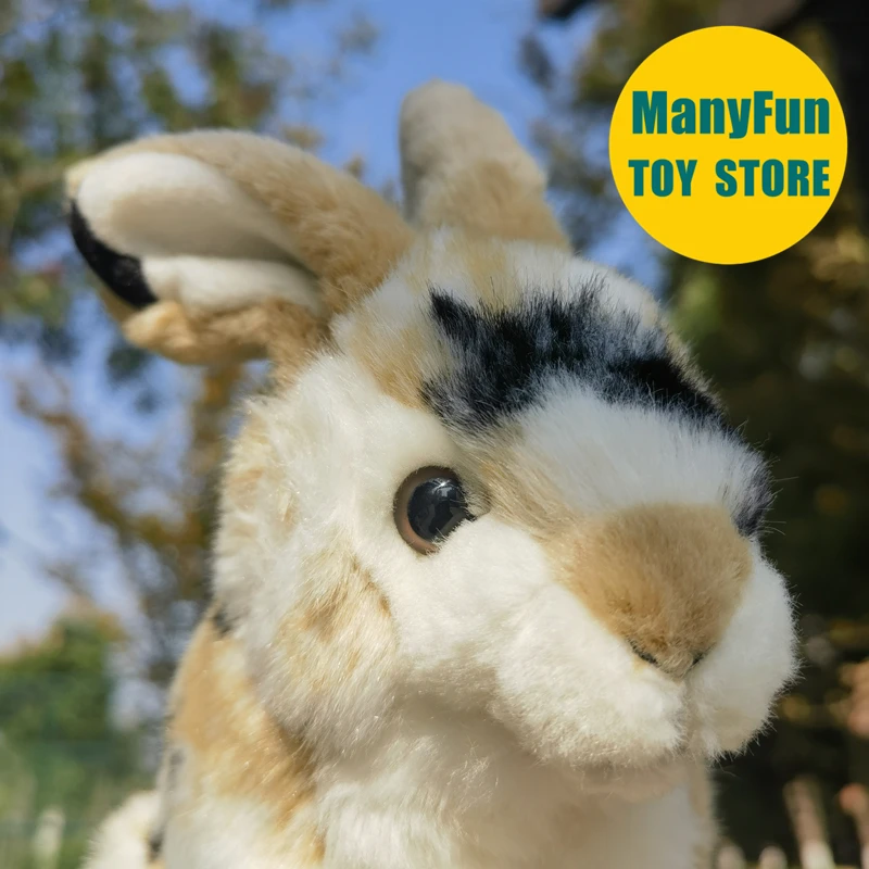 Rex Rabbit Plush Toy Realistic Dutch Rabbit Plushie Lifelike English Spot Rabbit Stuffed Animal Simulation Doll Toy Gifts Kid