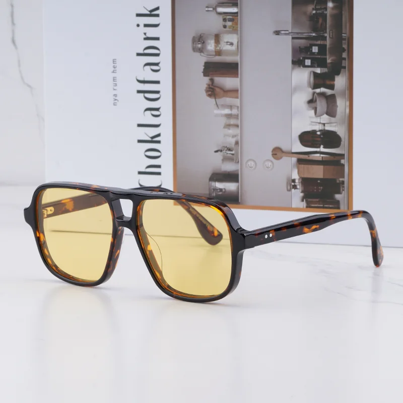 

Солнцезащитные очки KIZN для женщин, в стиле «пилот», с двойной перемычкой, оригинальные, класса люкс, высочайшего качества, из черепахового ацетата, для женщин