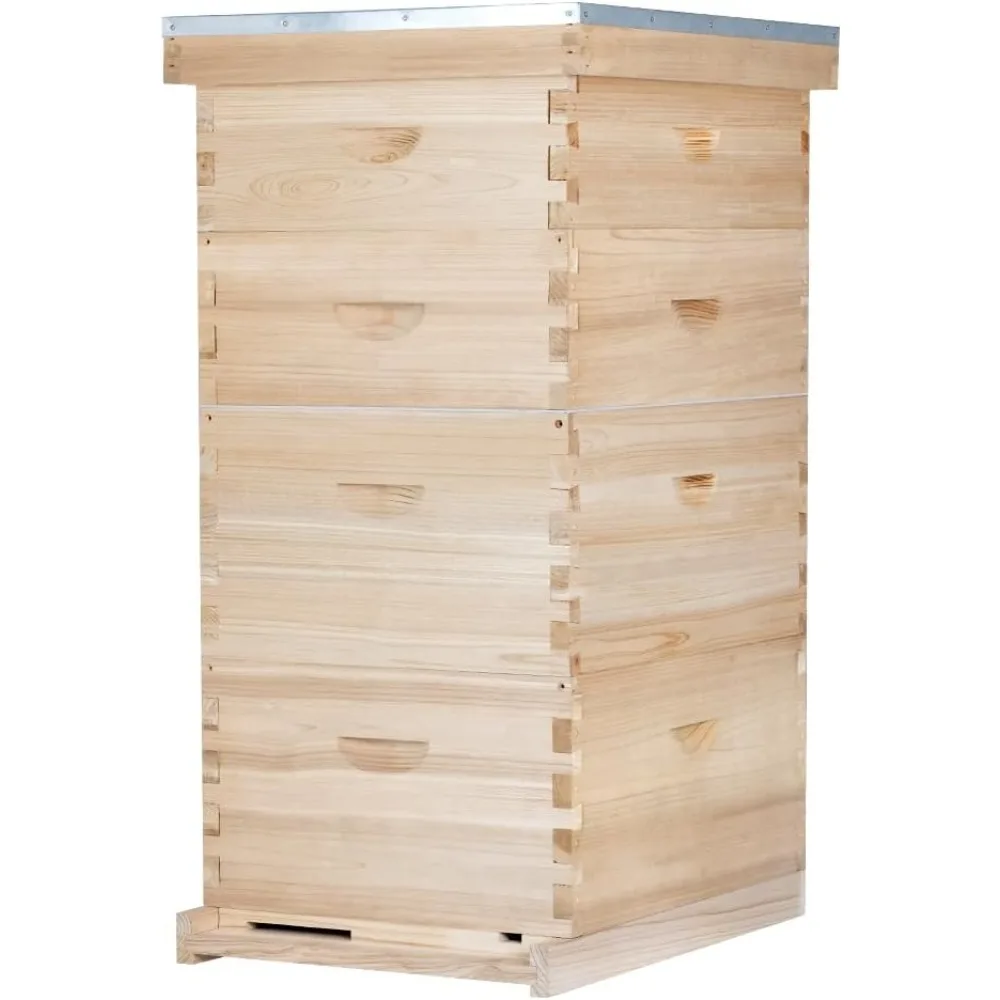 طقم خلية نحل من Langstroth مكون من 10 إطارات مع صندوقين عميقين وصندوقين فائقين