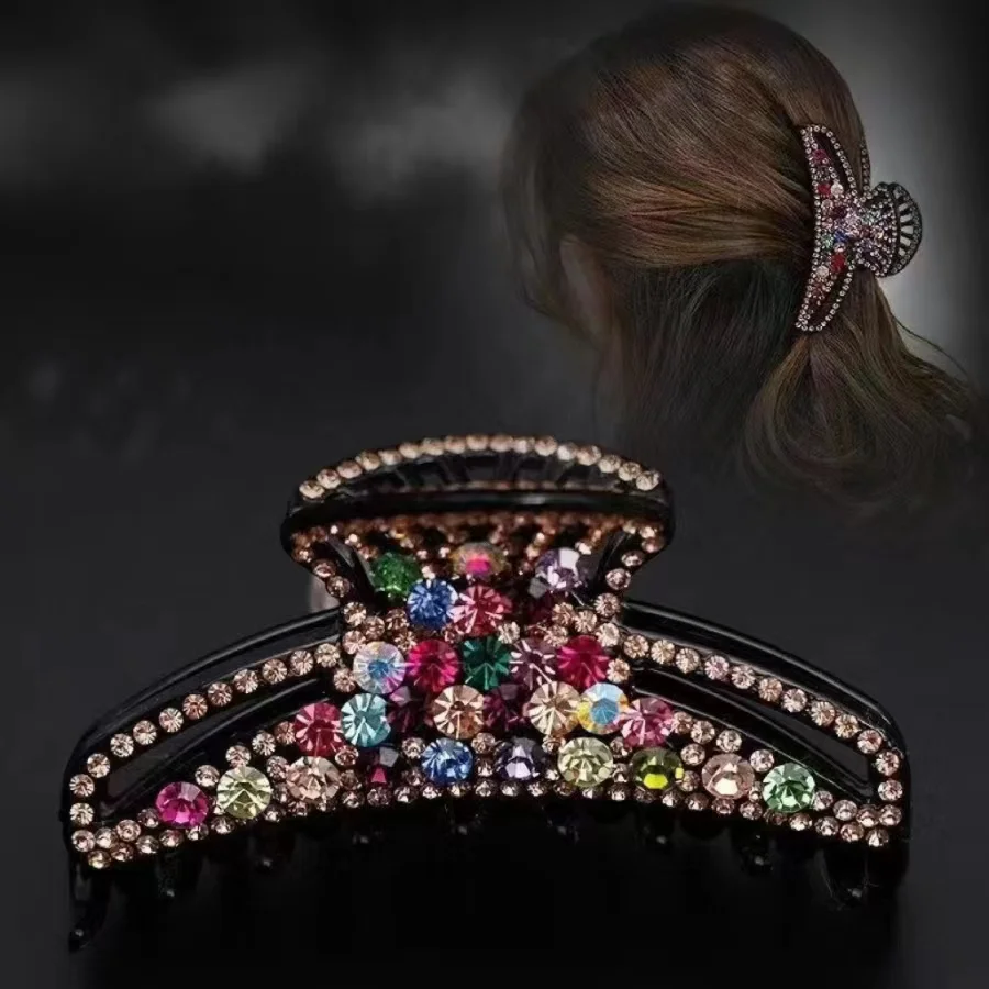 Korean hair accessories large rhinestone claw clip