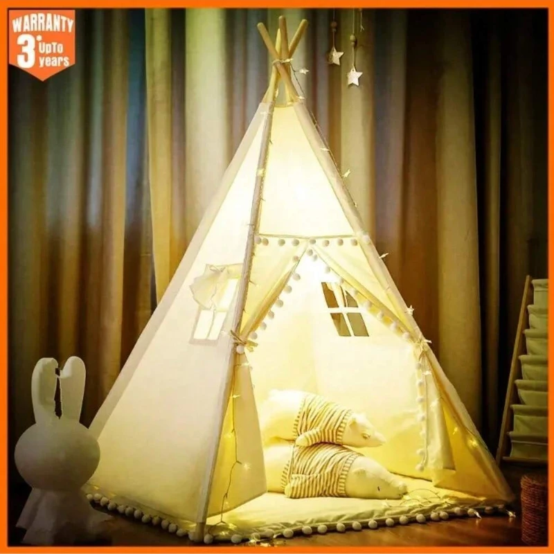 1.35and1.6m Kids Indian Tipi Tent - Portable Wigwam Play House, Child Teepee Infantil Castle for Girls & Boys, Playroom Gift