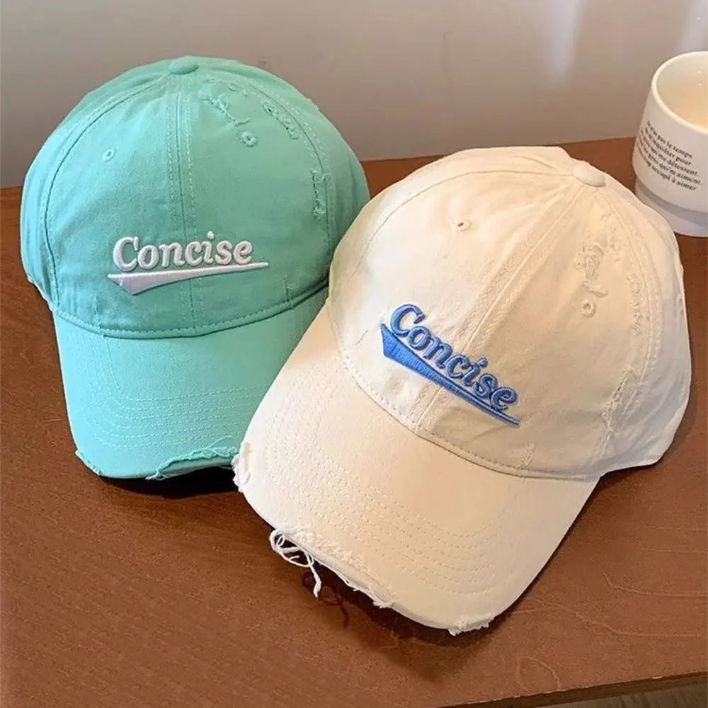 

Fashion Korean Letter Baseball Hat Cotton Embroidery Holes Peaked Cap Y2k Visor Snapback Cap Outdoor