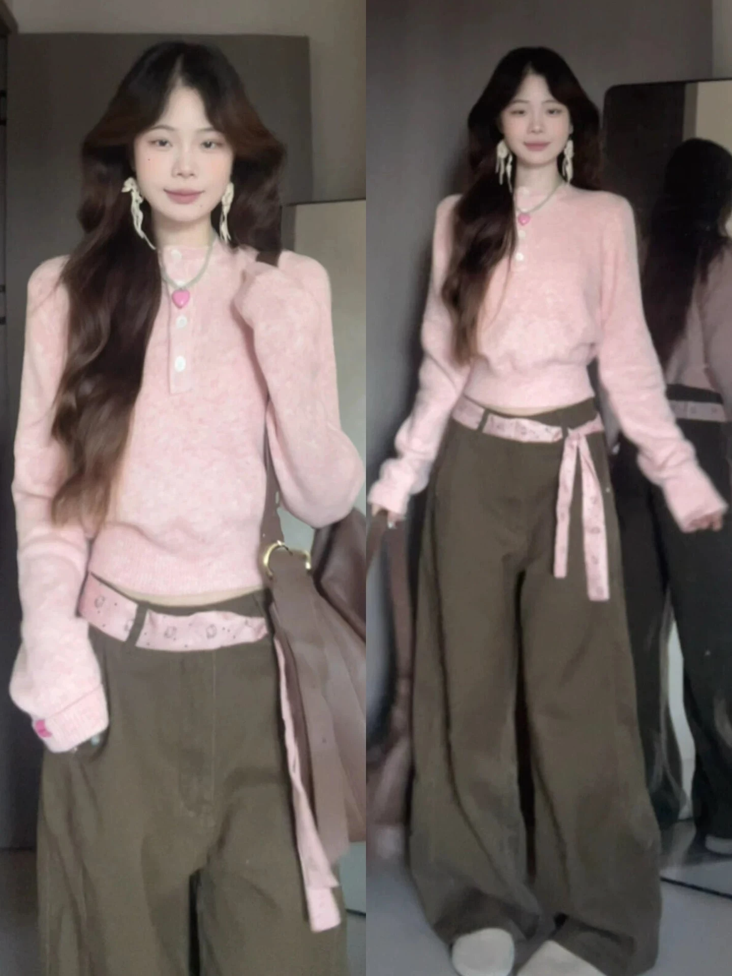 

Женский вязаный свитер свободного кроя с длинными рукавами и круглым вырезом, розовый, осенне-зимний, новый, модный, из мягкого полиэфирного волокна, теплый