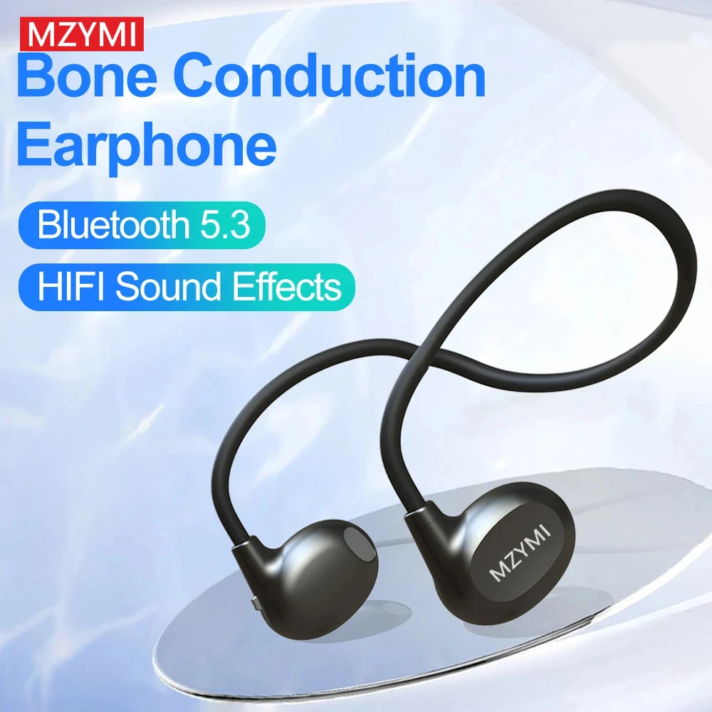 

MZYMI Wireless Bluetooth 5.3 Headphones Bone Conduction Open Ear Headset With Microphone Neckband 15g Sweatproof for Running