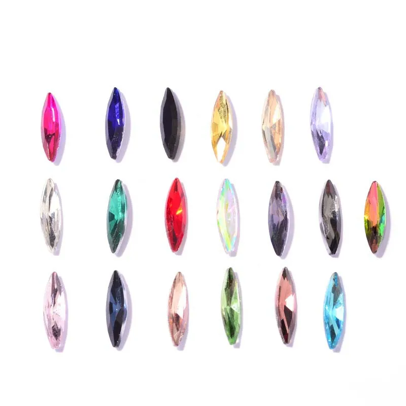 200PCS 4*15mm Double-sided Pointed Bottom Horse Eye Special-shaped Crystal Diamond Eye Shape Diy Loose Beads Toy Accessories