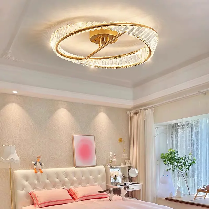 Italian Light Luxury Living Room Crystal Ceiling Lamp Modern Master Bedroom 2023 New Creative Rings Dining Room Led Light Luster