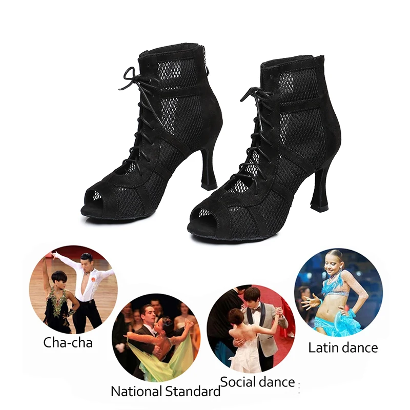 SWDZM Latin Dance Boots For Woman Ladies Ballroom Dance Shoes Customizable Heels Soft Sole Women Latin Dance Shoes For Girls