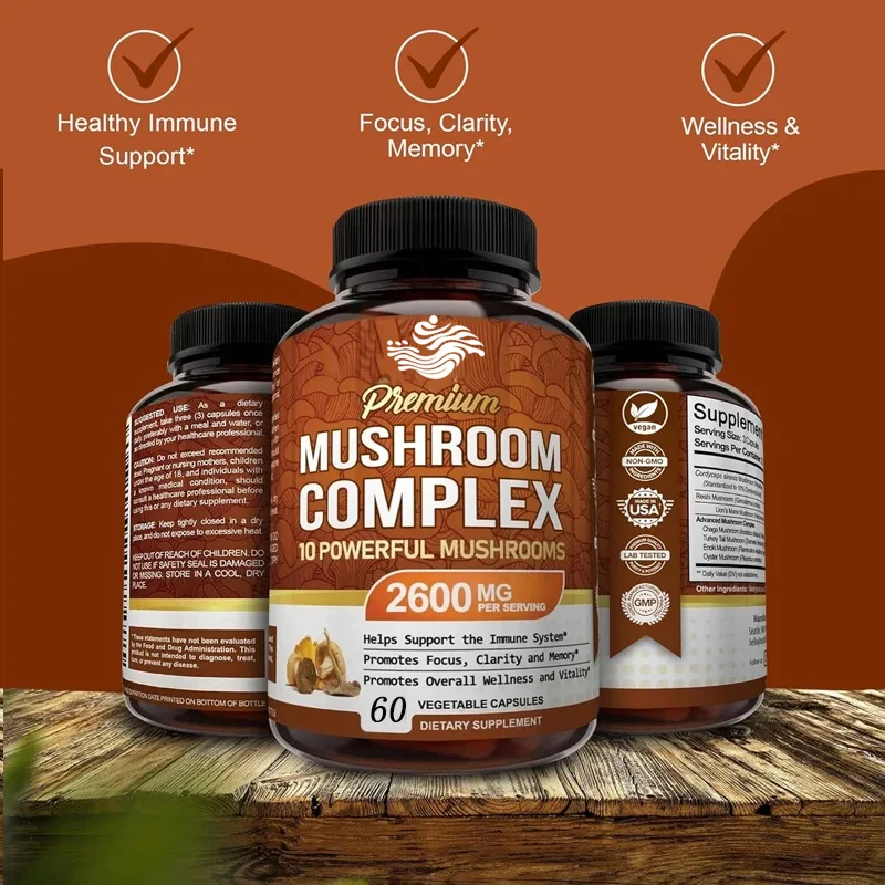 10 Types Of Mushroom Complexes, Including Ganoderma Lucidum, Lion's Mane Mushroom, Etc., Support The Brain, Energy, And