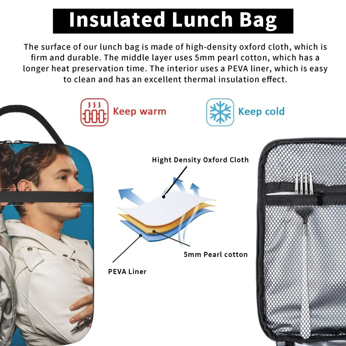 Marcus And Martinus Sweden Norway Eurovision Insulated Lunch Bag for Women Children Portable Food Boxes Thermal Lunch Box Tote