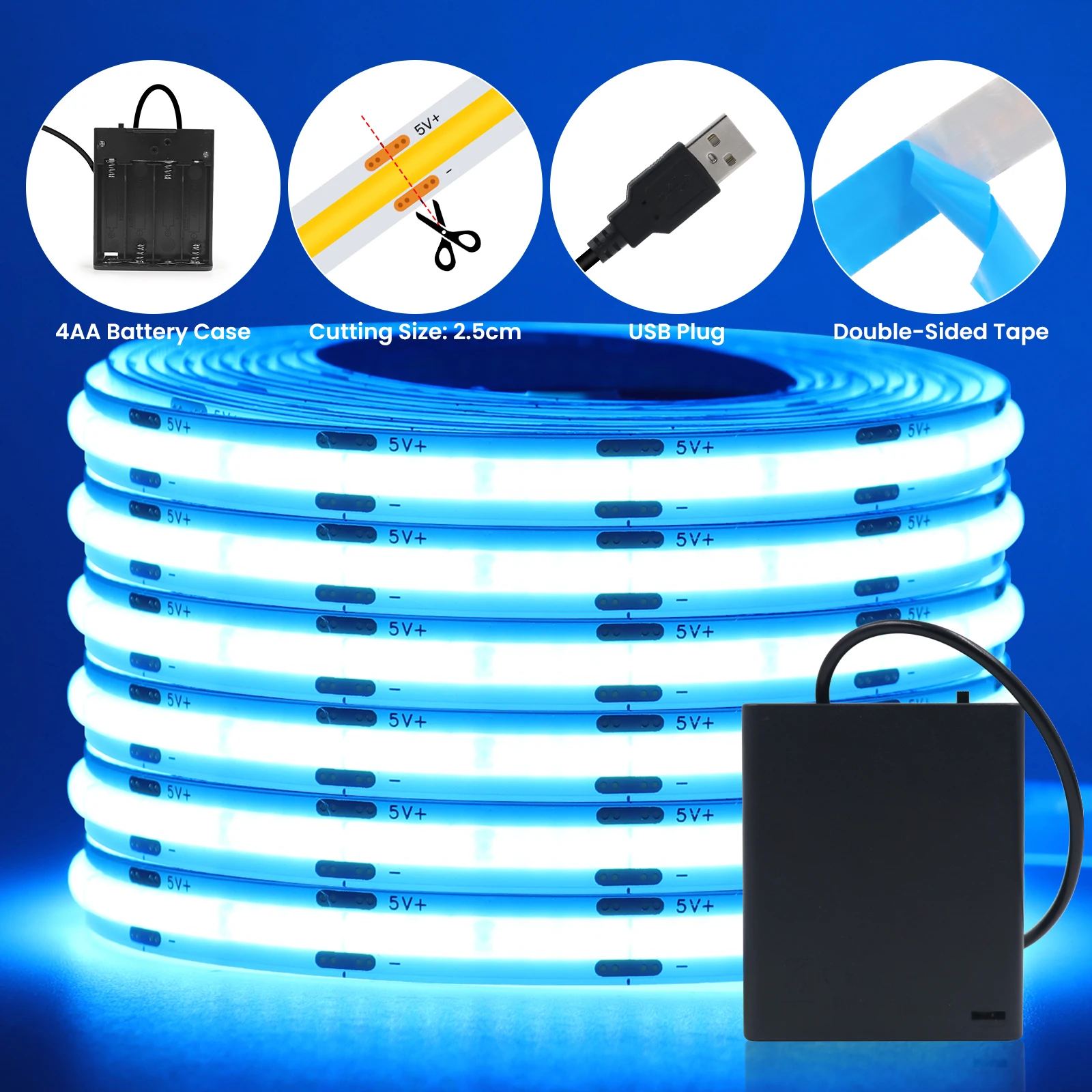 4AA Battery Box 5V USB COB Led - Actinic Blue Led incelemesi ve fiyatı