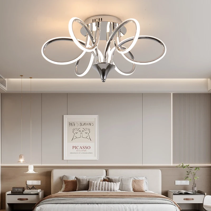 MDWELL New Remote Controller Modern Led Ceiling Lights For Living Room Bedroom Dimmable Ceiling Lamp Fixtures Chrome/Black