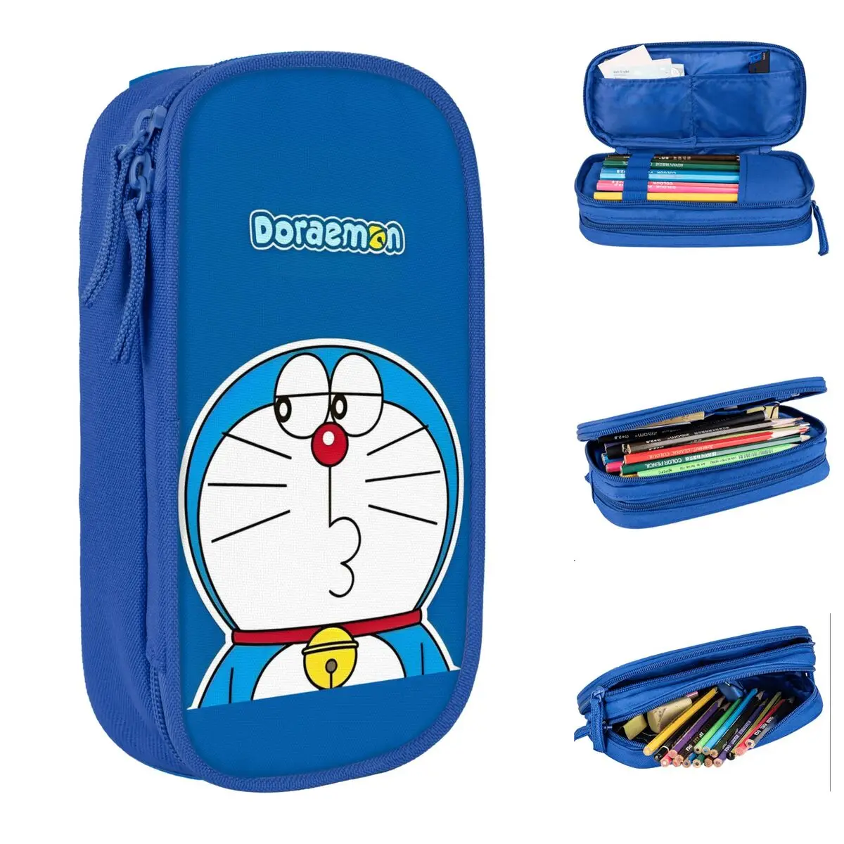 D-Doraemons Kawaii Cartoon Pencil Cases Lovely Pen Holder Bag Student Big Capacity Office Zipper Pencilcases