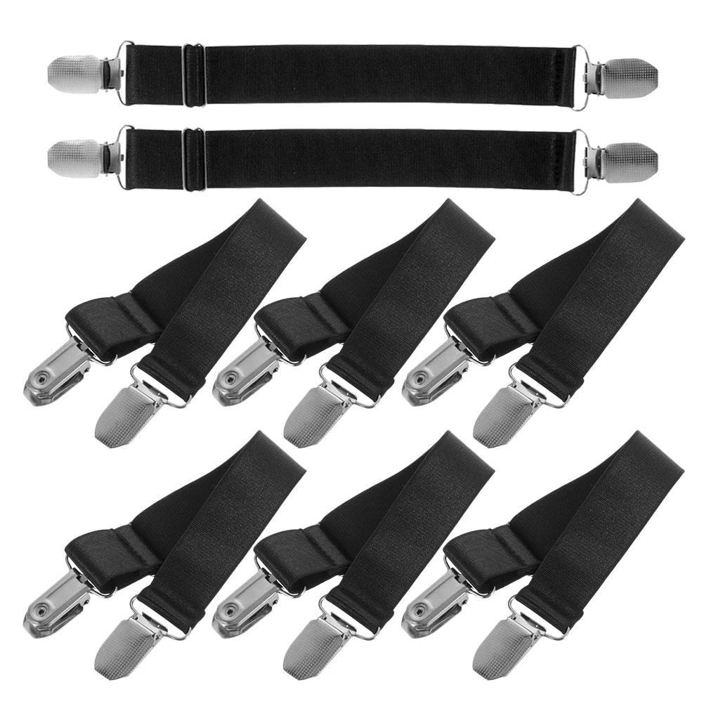 8 Pcs Elastic Boot Clips Motorcycle Pant Leg Straps Non Adjustable Bundling Straps for Riding Biking Sports Black Fine