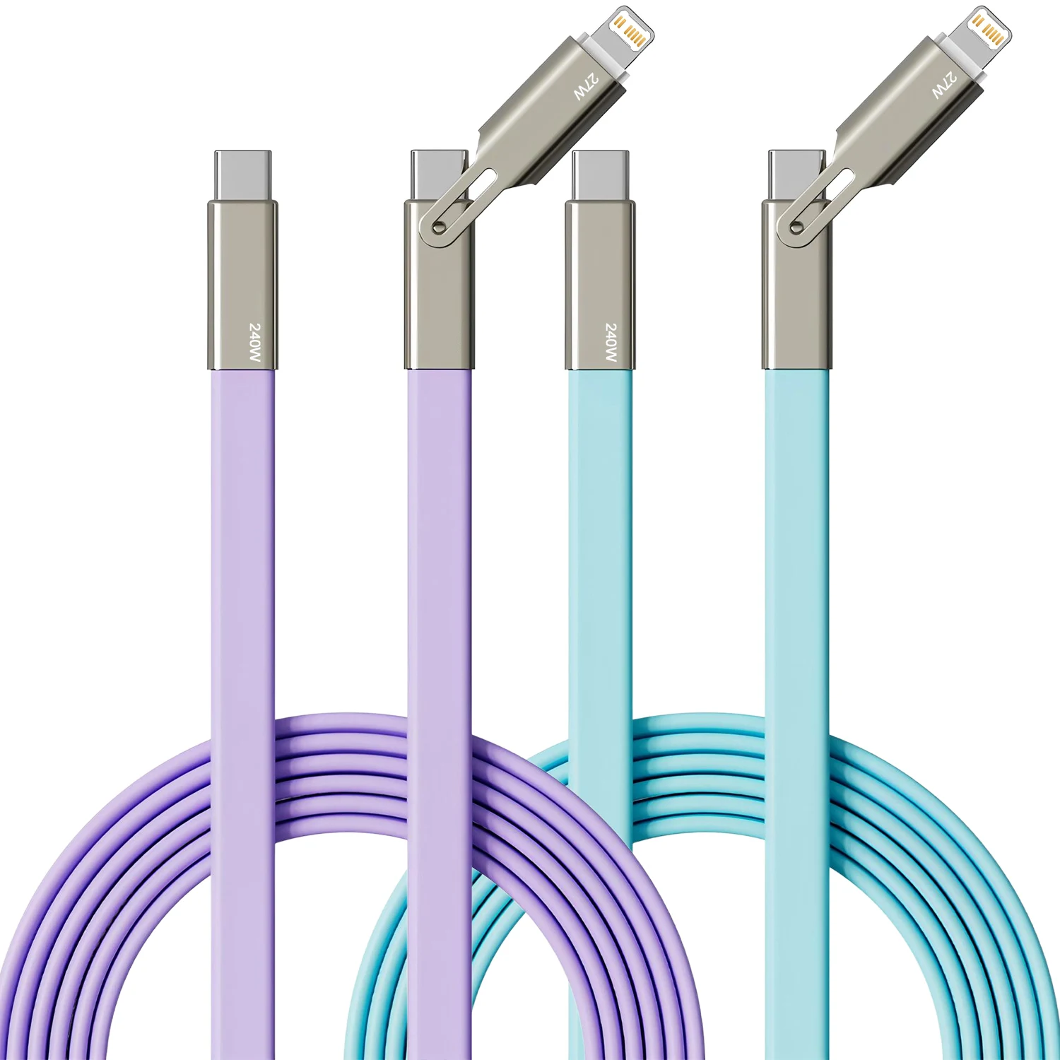 Liquid silicone 2IN1 Type-C PD Cable 240W Fast Charging USB-C Adapter Mobile Phone Data Cable For iPhone Xiaomi HUAWEI Tablet