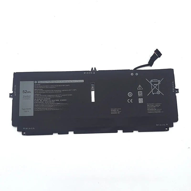 New 722KK Laptop Battery for DELL XPS 13 9300 9310 9380 Series P117G P117G001 P117G002 2XXFW FP86V WN0N0 7.6V 52Wh