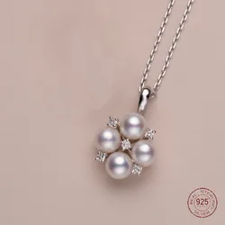 925 Sterling Silver Imitation Pearl Women's Long Necklace Elegant Inlay Zircon Initial Friendship Pendant Choker Luxury Jewelry