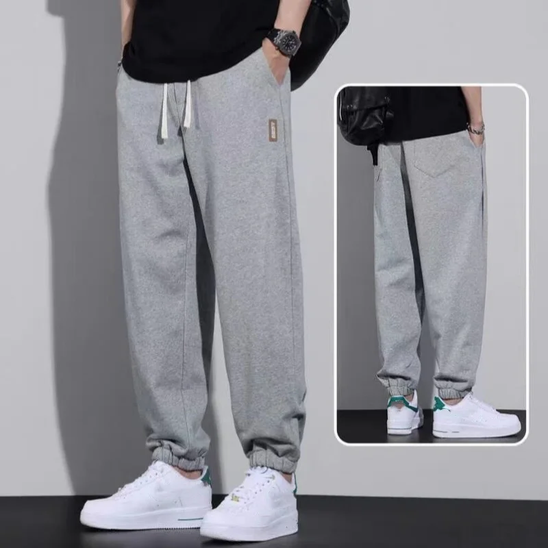 الرجال Sweatpants حجم M-6XL ملابس رياضية مرونة الخصر عادية السراويل الفضفاضة أسود رمادي القطن ركض الذكور فضفاض بنطلون