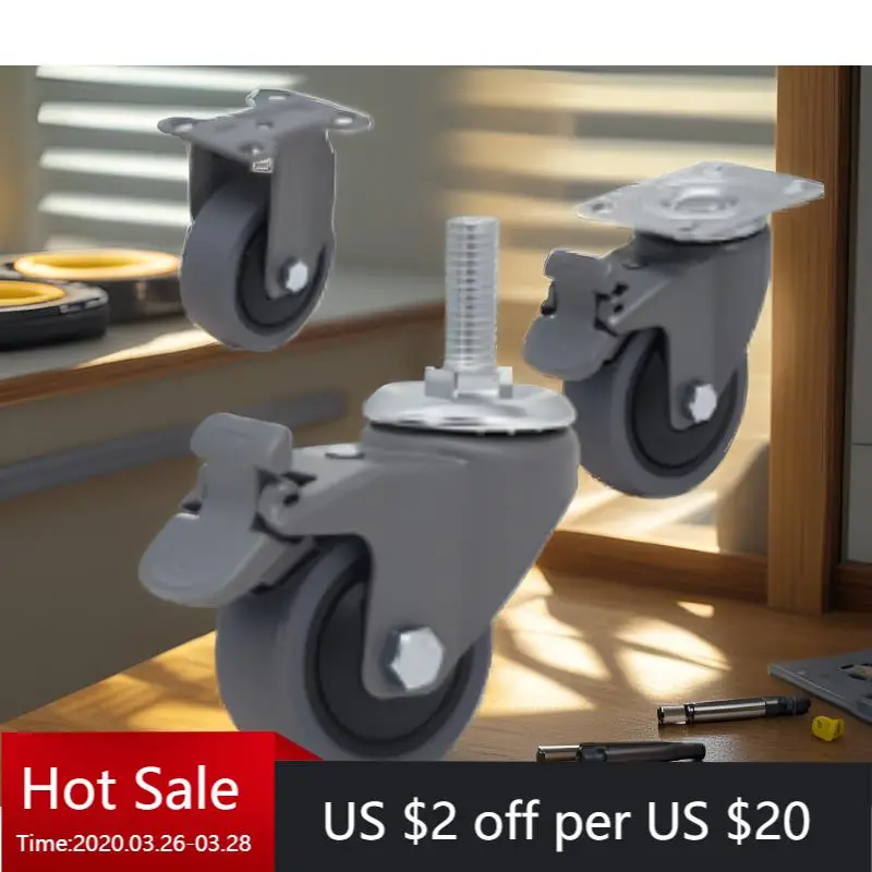

2" Silent Swivel Casters with Brake - 4-Piece Set for Furniture, Cabinets, Carts & Workshop Use
