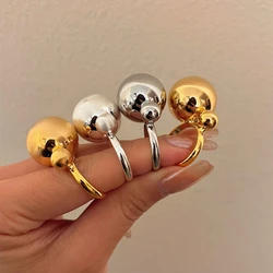 Metal Frosted Brushed Round Ball Smooth Rings for Women Trendy European And American Personality Vintage Jewelry Gifts